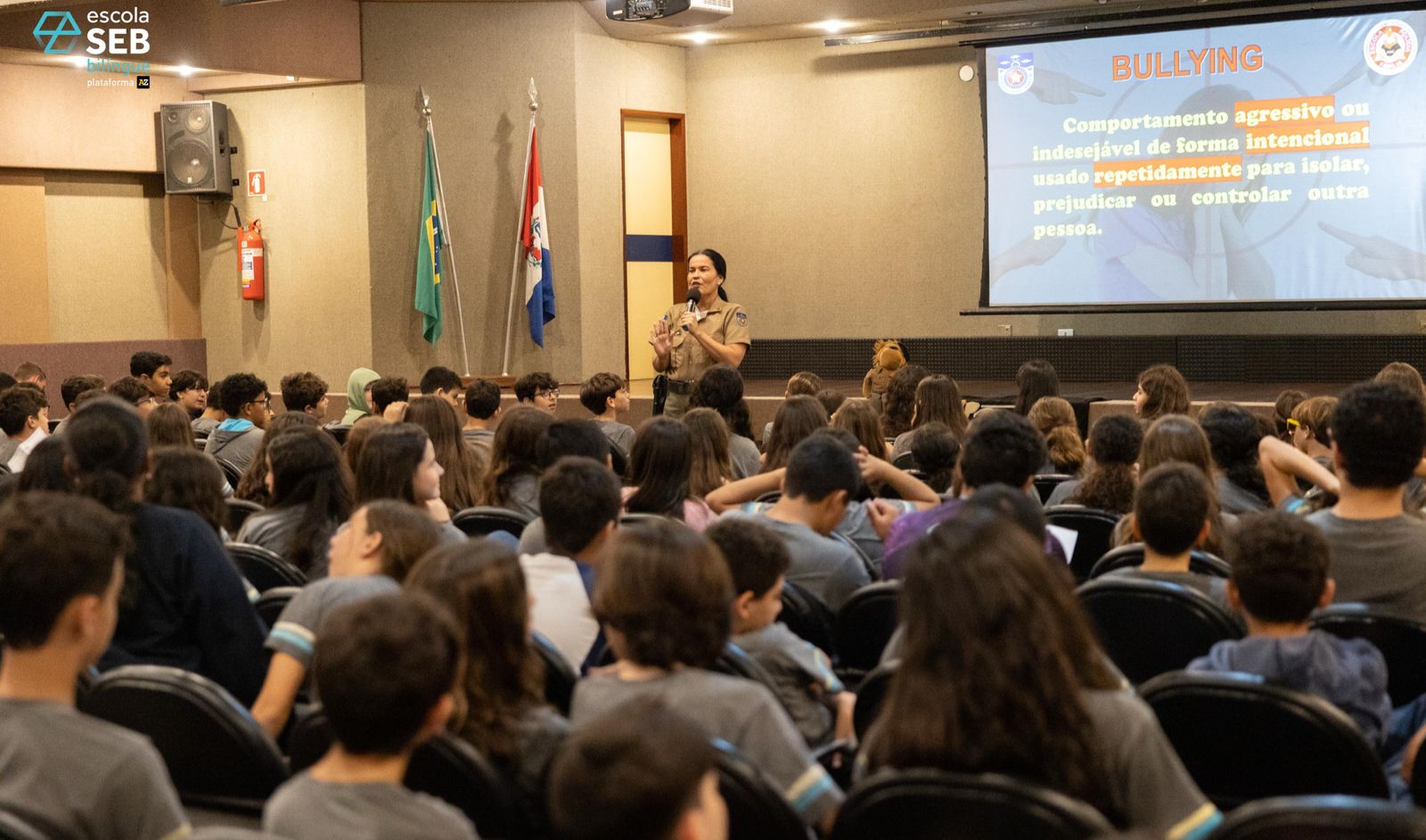 Palestra para os estudantes. Foto: Assessoria.