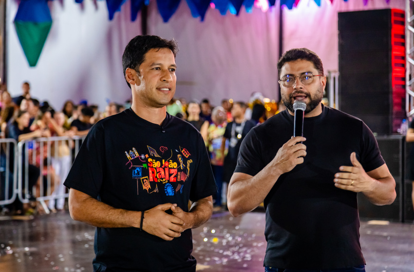 Vice-prefeito com o presidente da FMAC, Miryel Neto, na abertura dos festejos. Foto: Felipe Sóstenes\Ascom GVP.